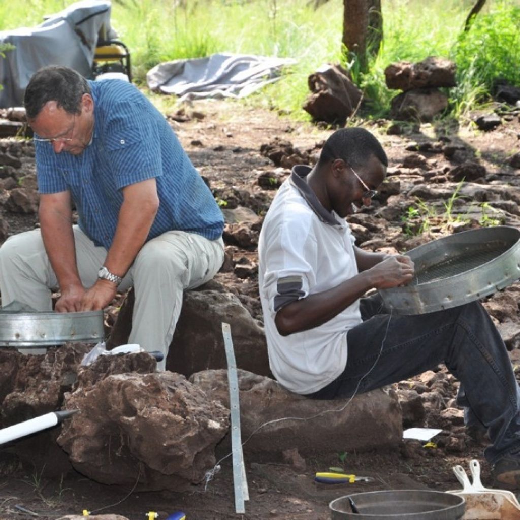 Editjob Kibii And Peter Schmid Repairing Sieves At Malapa 